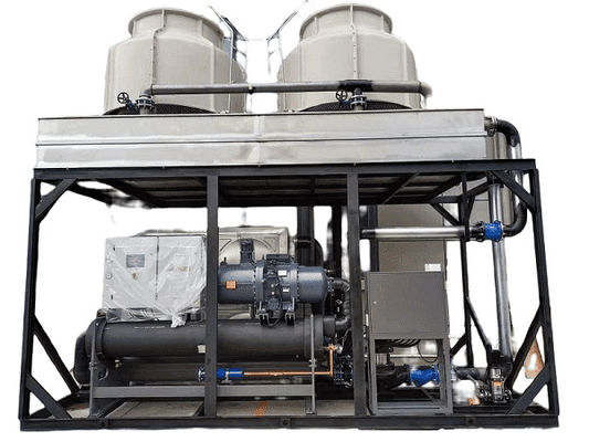 Mua 100hp nước làm mát loại vít nhiệt độ thấp máy lạnh với máy nén hai Hanbell cho máy đúc phun online manufacture