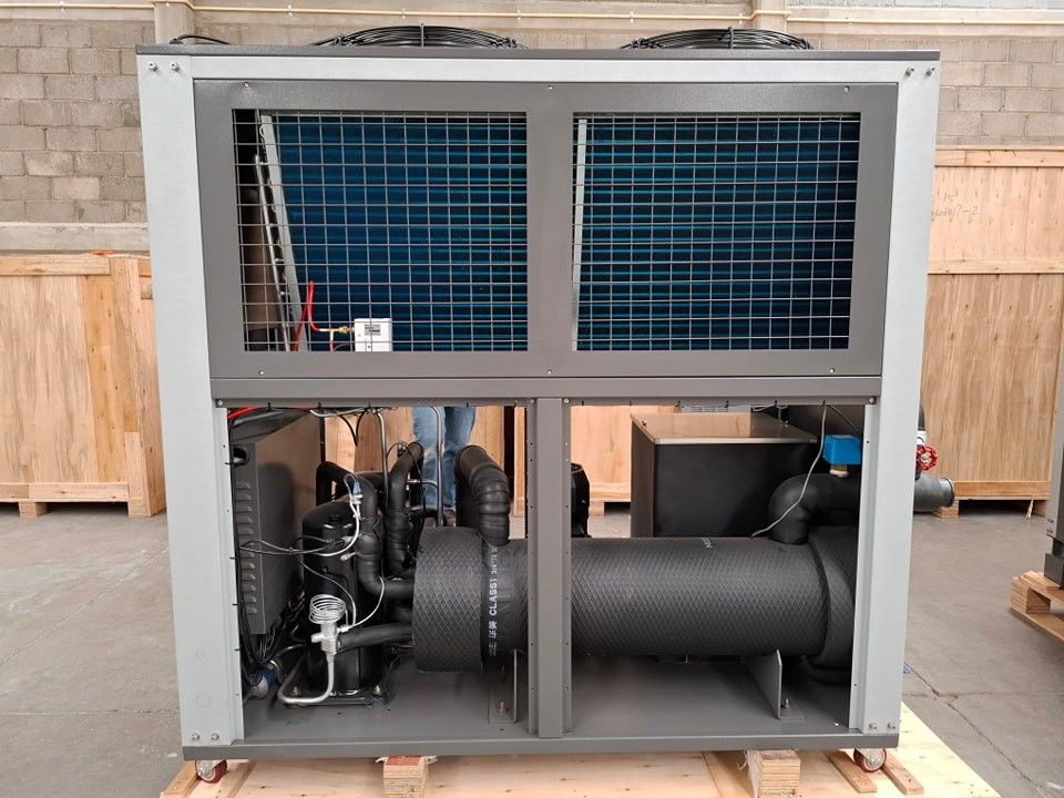 Máy làm mát nước công nghiệp 5HP Xử lý nhựa Máy làm mát không khí 5RT Để làm mát hóa chất dược phẩm Tấm ống đồng